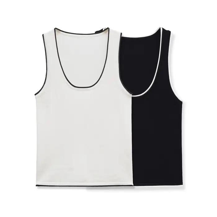 Haut tricoté classique pour femme en polyester avec bordure, style polyvalent et tendance, haute qualité, confortable, vintage et artistique pour toutes les occasions