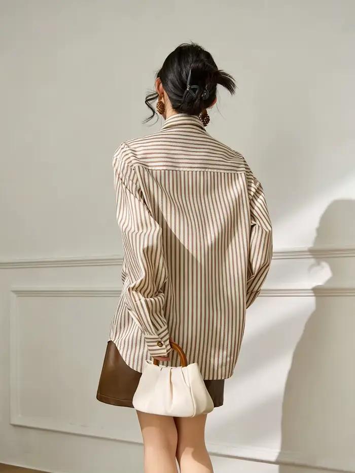 Blouse ample printemps automne kaki avec col revers pour homme style fashion décontracté ocassions spéciales
