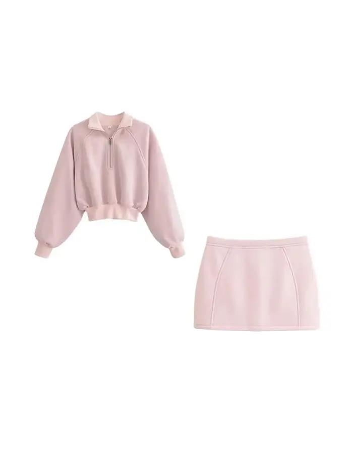 Femmes mode avec fermeture éclair recadrée sweat et taille moyenne dos