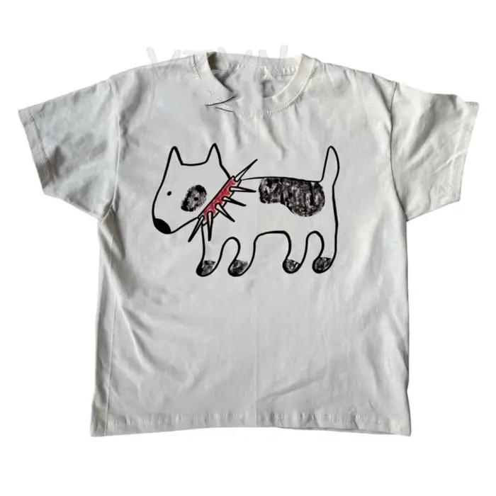 T-shirt à manches courtes vzvn pour femme junior, style y2k, dessin animé, polyester extensible, printemps été, col rond, ajustement parfait, occassions multiples