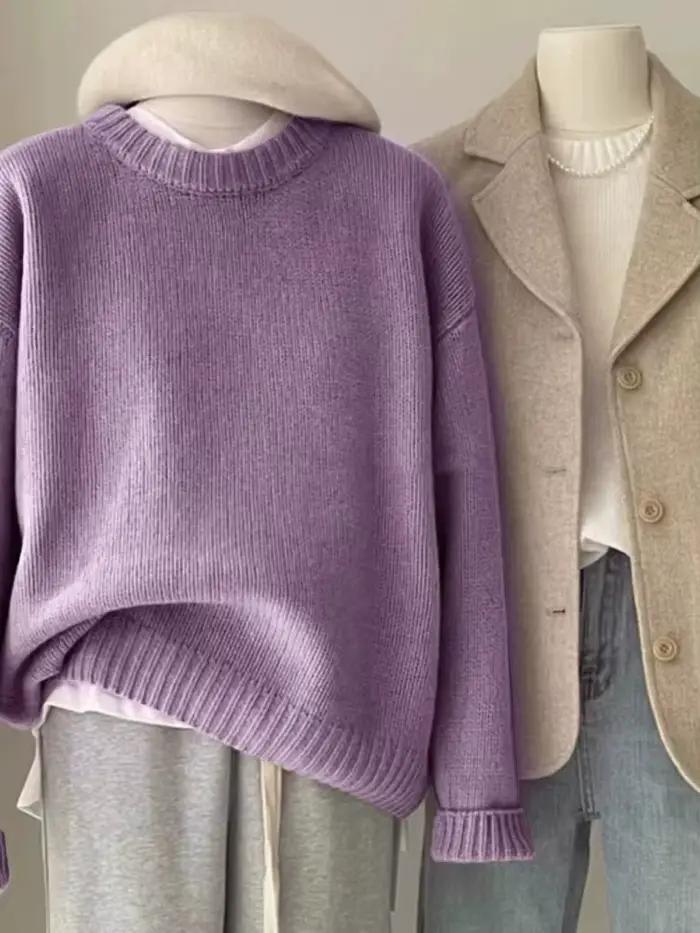 Pull en cachemire pur 100% à col rond pour femme