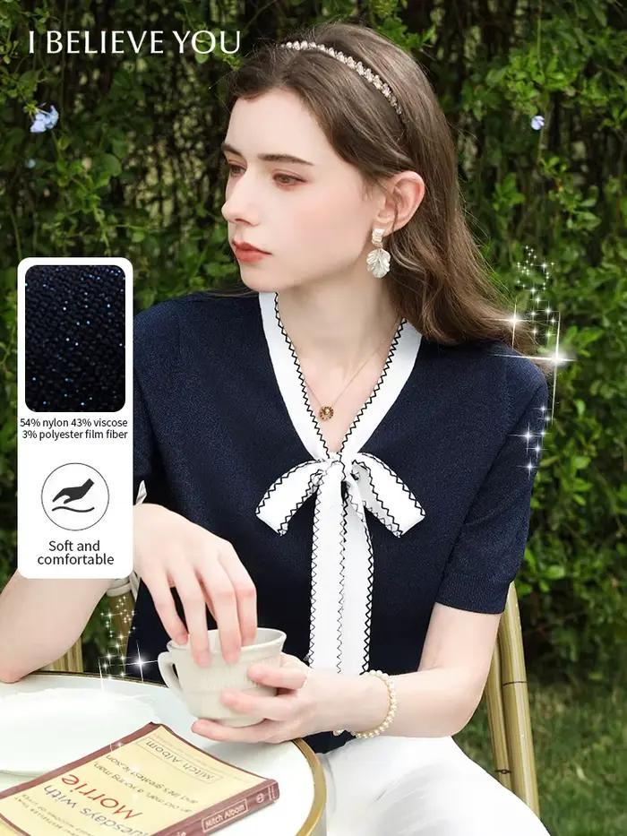 I BELIEVE YOU Haut en tricot bleu marine Été 2026