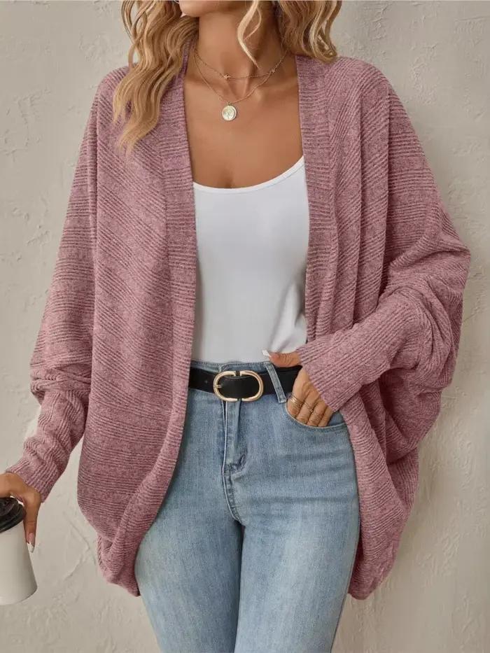 Cardigan tricoté à manches chauve-souris pour femme