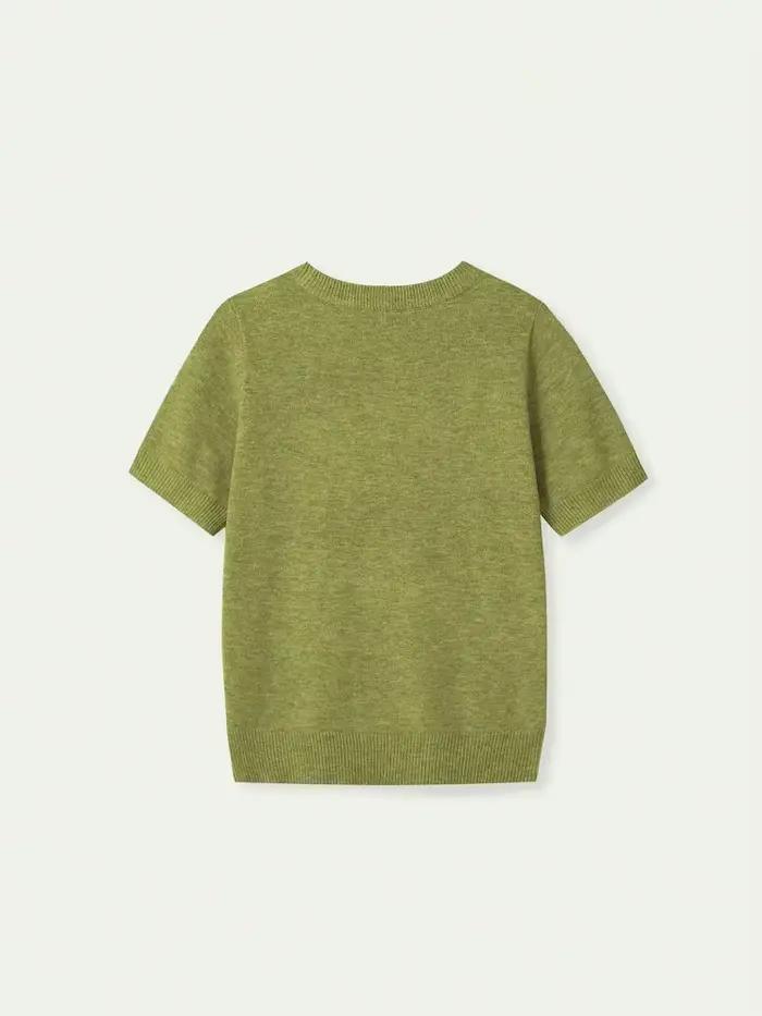 Pull en tricot à col rond à manches courtes pour femme