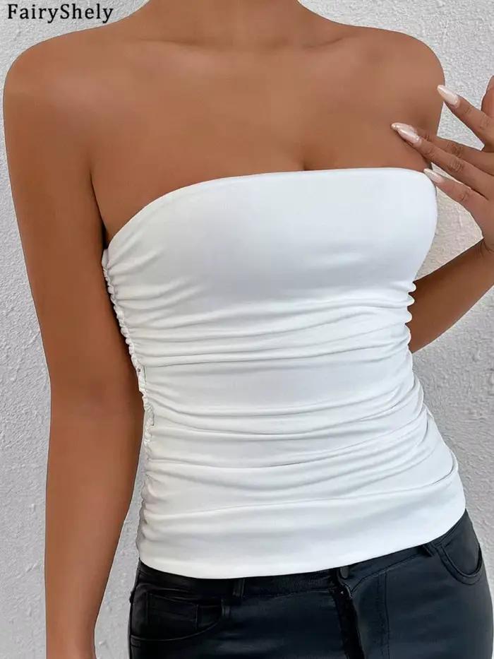 Fairyshely 2026 – Nouveau Top Sexy d'Été Uni sans Bretelles pour Femme