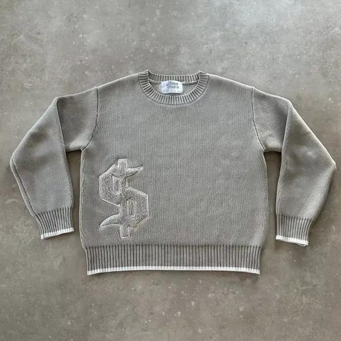 Pull brodé Y2K blanc à manches longues