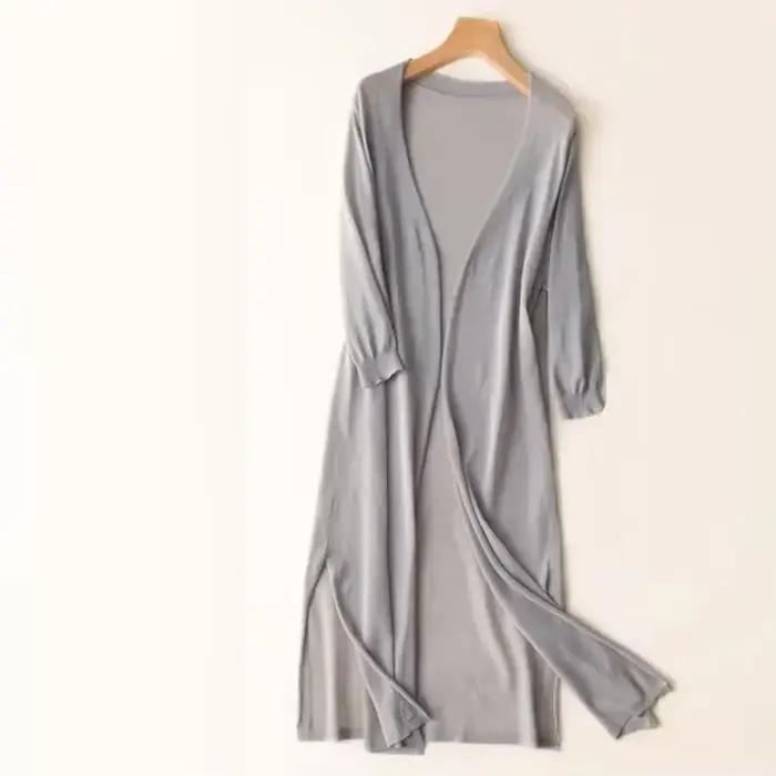 Été printemps femmes léger Long Cardigan femme pull Cardigans