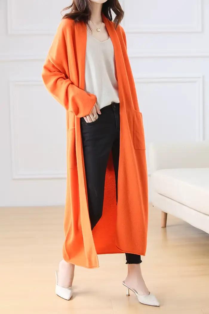 Cardigan en laine à col en V pour femme