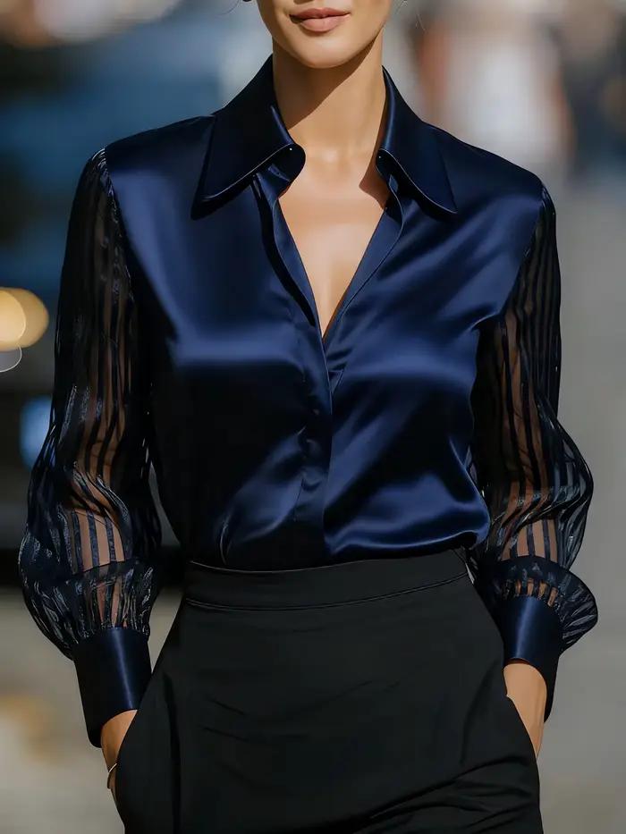 Chemisier en Satin de couleur unie pour femmes