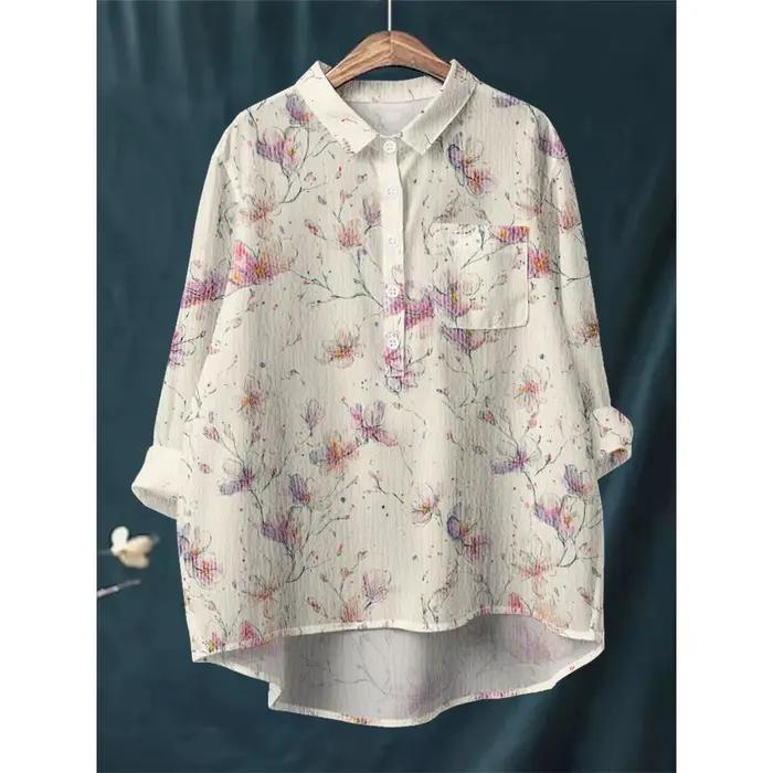  Chemise à imprimé artistique Vintage pour femmes