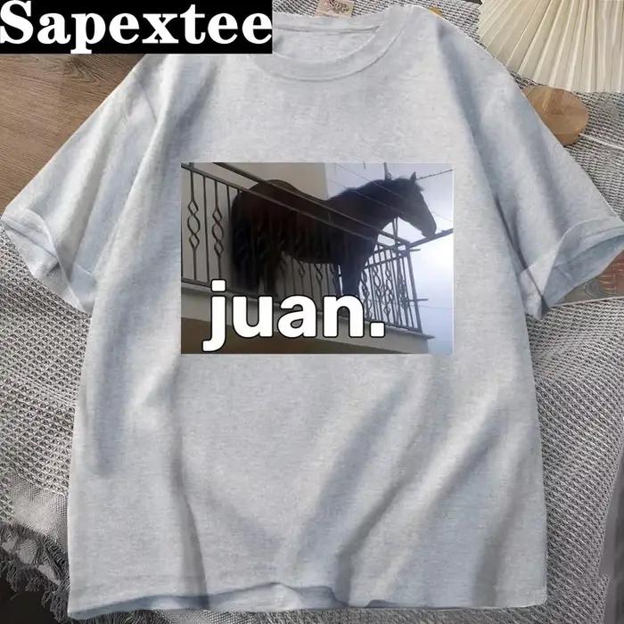 Juan idiot cheval sur balcon Dank Meme graphique t-shirts drôle femmes col rond décontracté à manches courtes t-shirt été hauts surdimensionné
