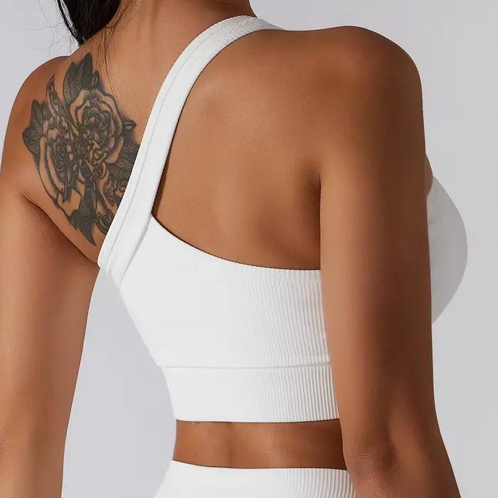 Soutien-gorge de yoga en tissu côtelé pour femme