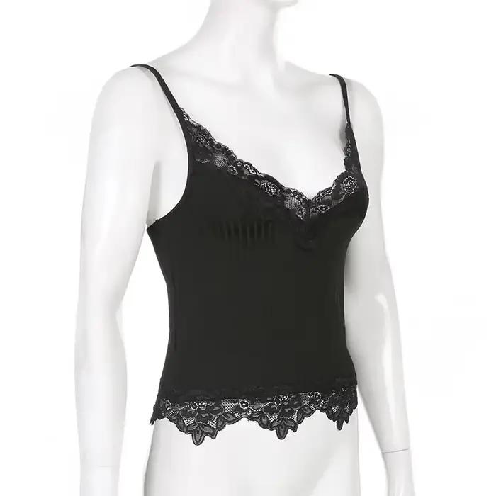 Débardeurs en dentelle patchwork style gothique 2026 pour femmes