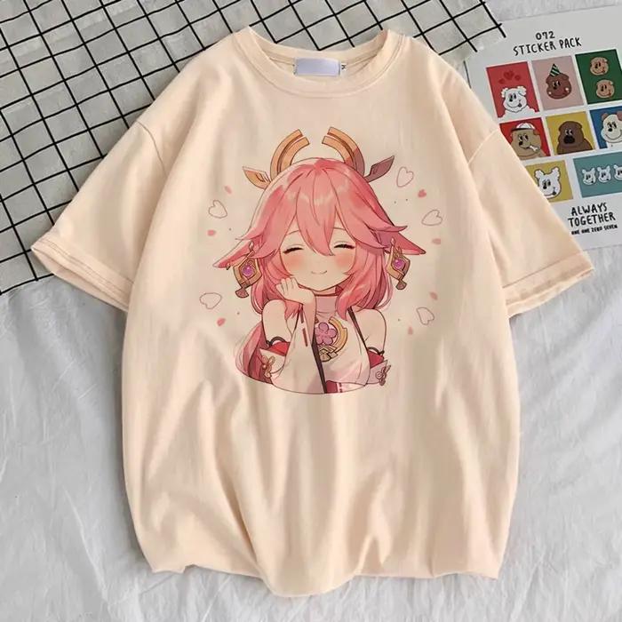 T-Shirt Genshin Impact Femme Respirant Design Anime Punk Kawaii Université Pastel