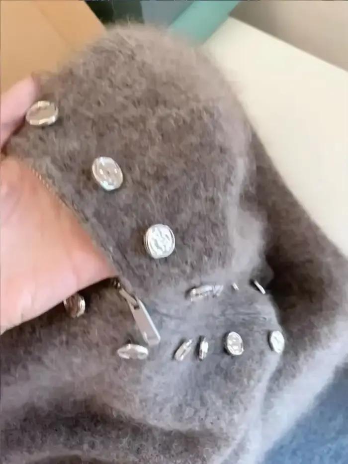 Cardigan tricoté moelleux de luxe pour femme, coupe ample, fermeture éclair totale, automne-hiver, années 2000, style décontracté élégant, pour sorties et événements formels