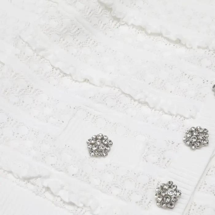 Ensemble femme haut et jupe courte en dentelle tricotée élastique brodée style industriel