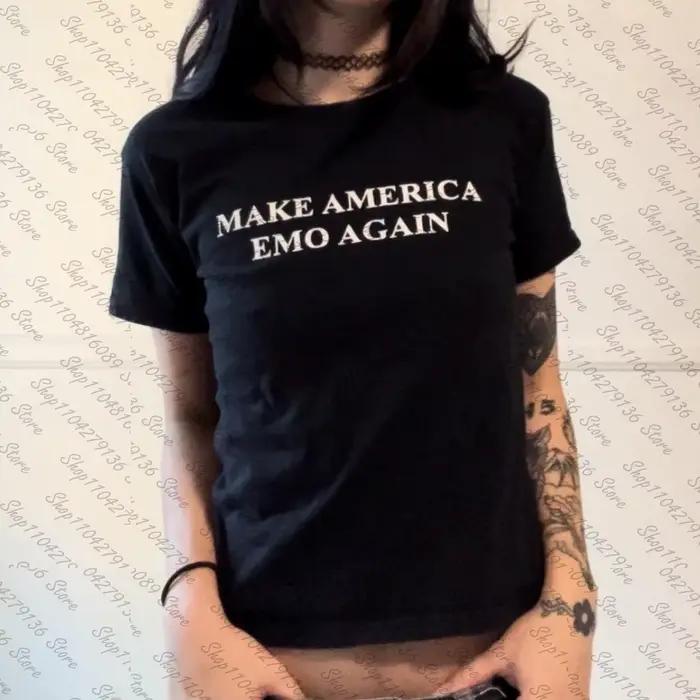 Crop Top Femme Gothique Style Shoujo Girl T-shirts Graphiques Vêtements Grunge Tees Graphiques Y2K Tops Occasions Spéciales
