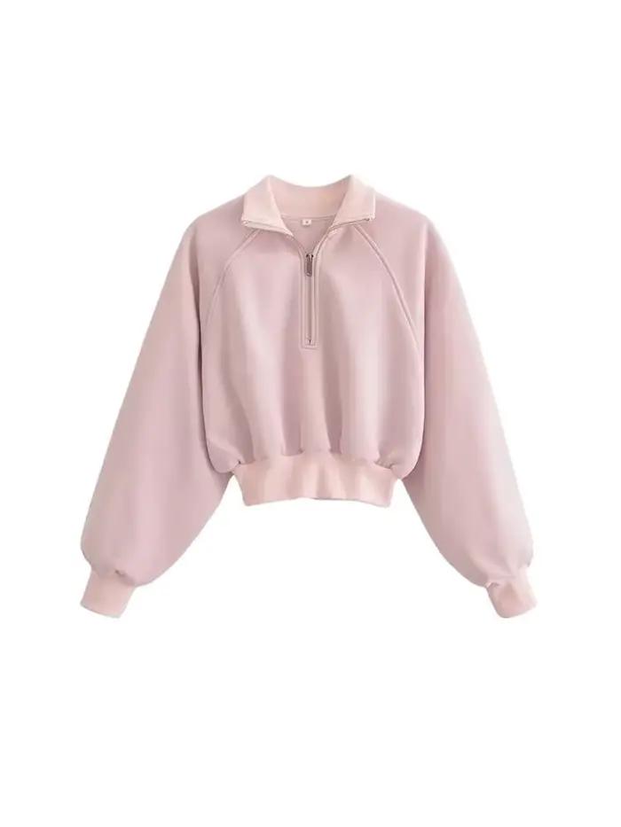 Femmes mode avec fermeture éclair recadrée sweat et taille moyenne dos