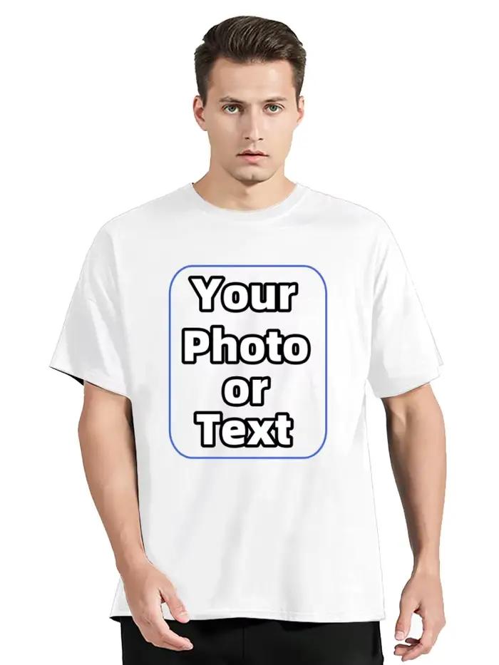 T-shirt personnalisé homme décontracté avec impression photo ou logo pour cadeau occasion spéciale
