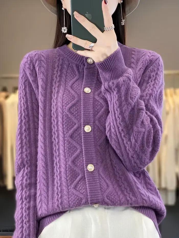Pull à fleurs torsadées en laine mérinos ample et décontracté pour femmes, automne hiver, plusieurs couleurs et tailles disponibles ```