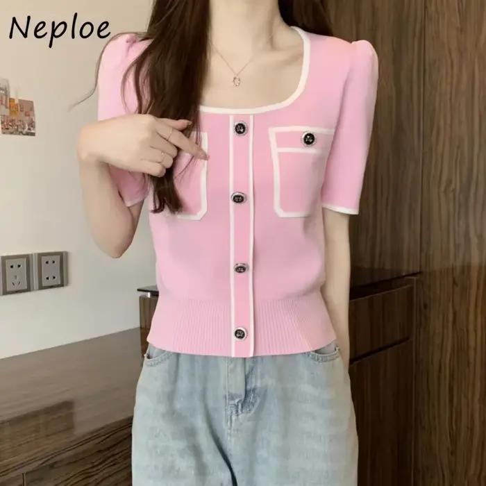 Pull en maille à col carré et panneaux Neploe