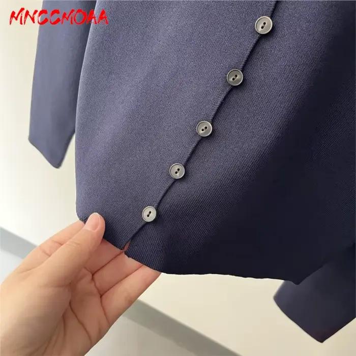 Cardigan en tricot bleu marine à col en V pour femme