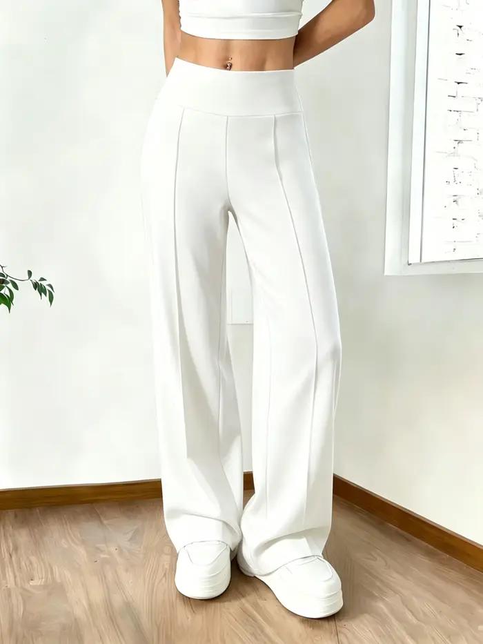 Pantalon large taille haute pour femme