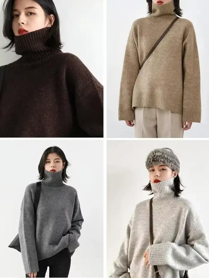 Pull chic pour femme, col roulé