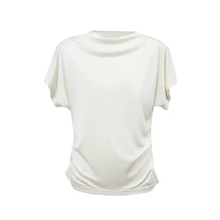 T-shirt Femme Amii – Nouvelle Collection Été 2026 – Hauts Élégants à Col Montant Effet Cache-cou et Manches Dolman