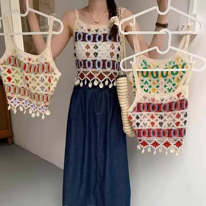 Crochet évidé fait à la main bohème pour femme