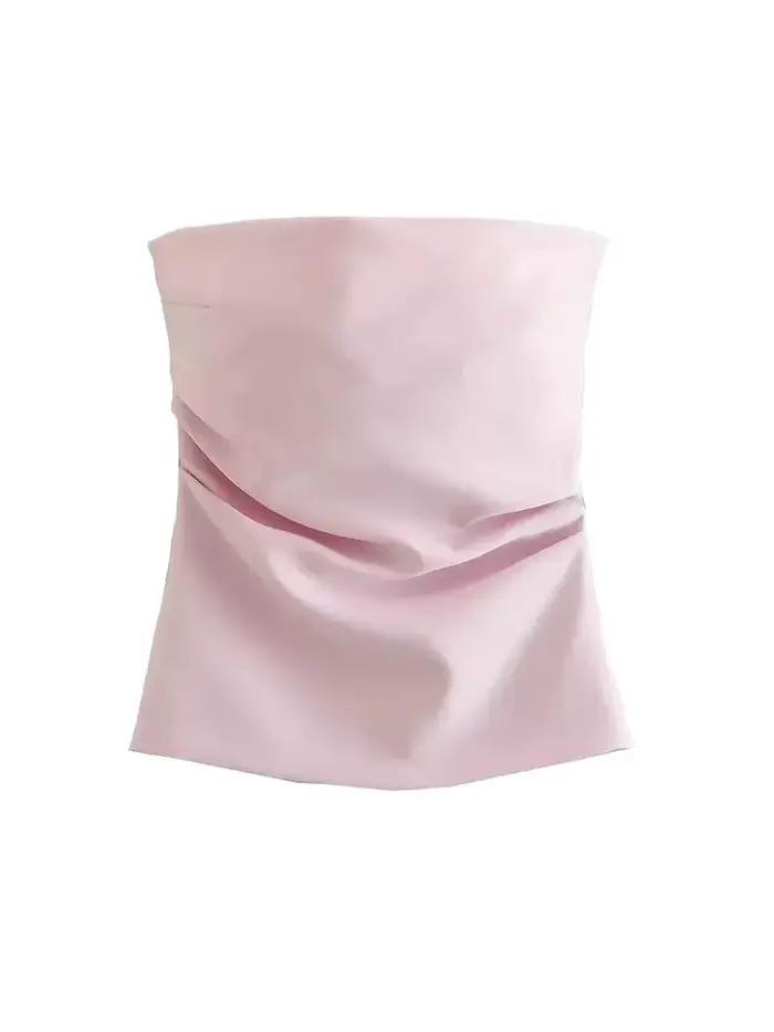 Hauts bustier drapés sans bretelles pour femmes