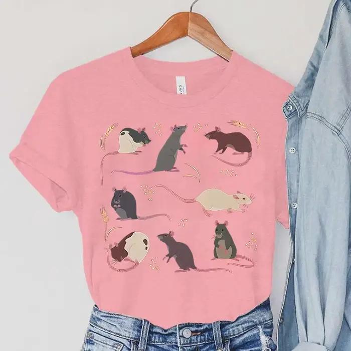 Haut Harajuku en polyester pour femmes, motifs animaux, décontracté, printemps/été, bleu ciel, beige, brun, gris, vert armée, vert, taille S, M, L, XL, XXL, XXXL