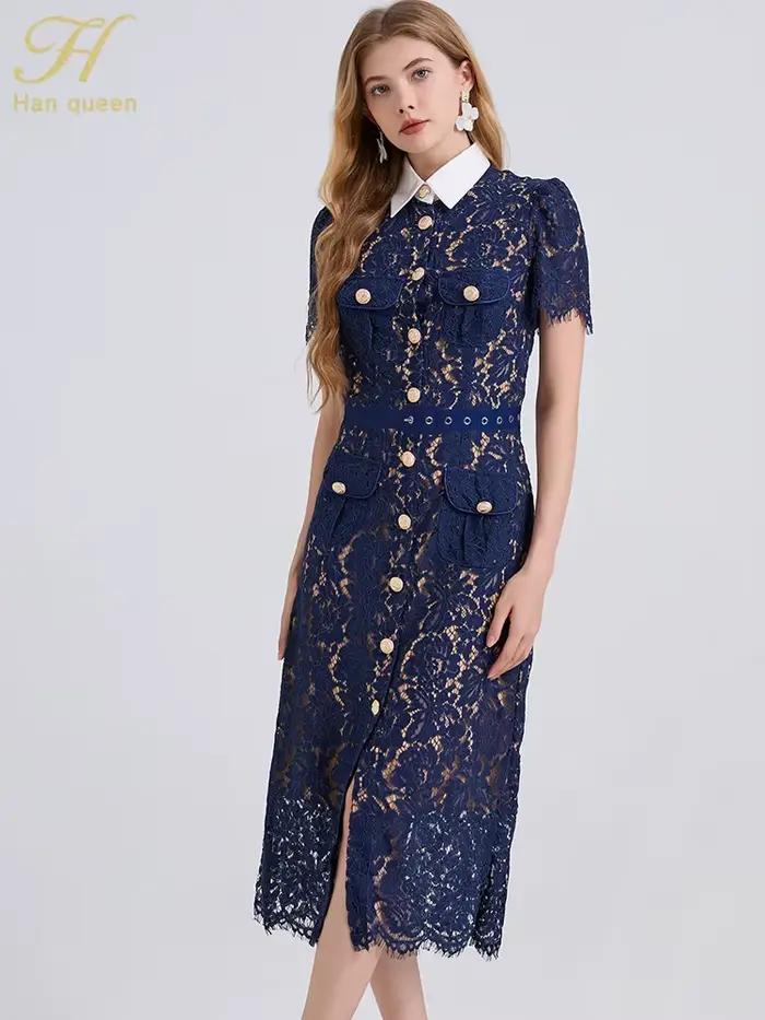 Robe H Han Queen Polyester Patchwork Mi-mollet Décontractée Femme Occasions Spéciales