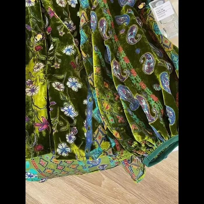 Chemise en velours à imprimé floral pour femmes