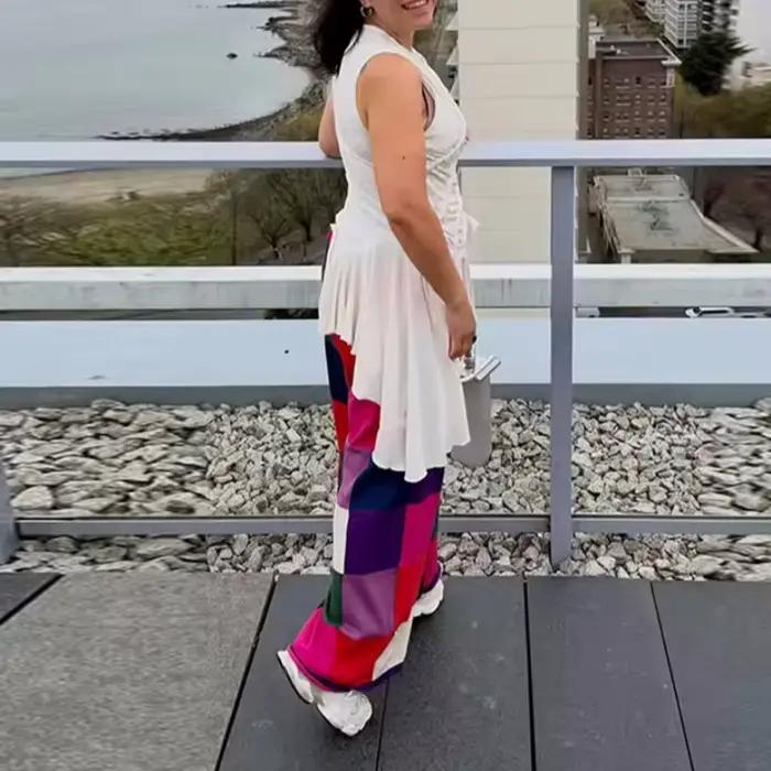 Nouveau haut asymétrique froncé