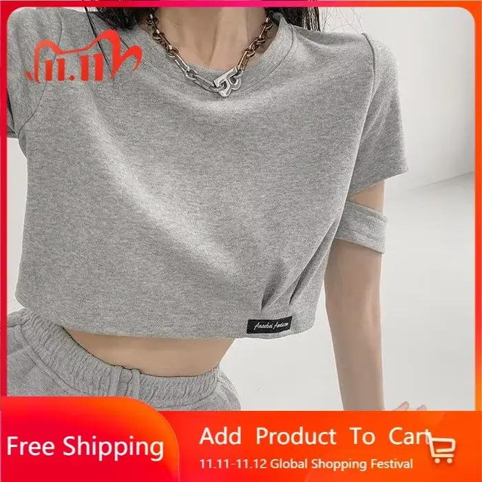 T-shirt manches courtes taille haute pour femme