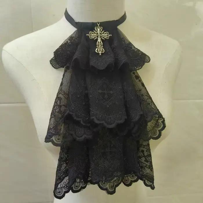 Collier Jabot en dentelle croisée élégant fait à la main
