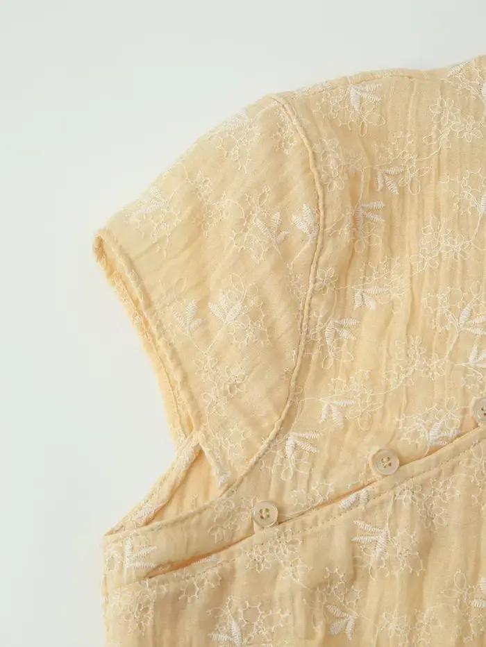 Chemisier Qipao jaune brodé de fleurs pour femme