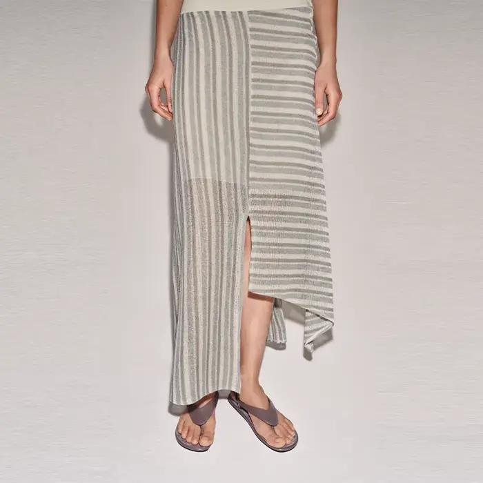 Ensemble deux pièces chic pour femme en tricot rayé