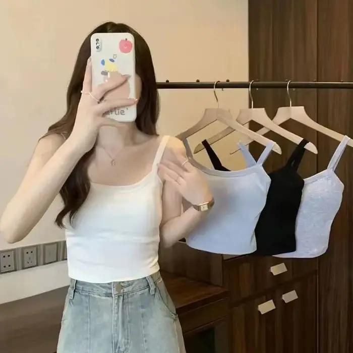 Haut court femmes Sexy hauts sans manche mode femme sous-vêtements dame Camisole fille basique T-shirt gilet Lingerie soutiens-gorge bustiers chaud