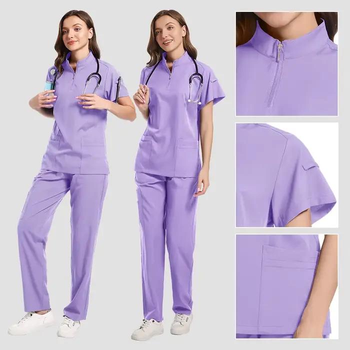 Uniformes d'infirmières MERTRAW en polyester et élasthanne pour femmes, ensemble casual style personnalisable pour hôpitaux, salons de beauté et autres établissements médicaux