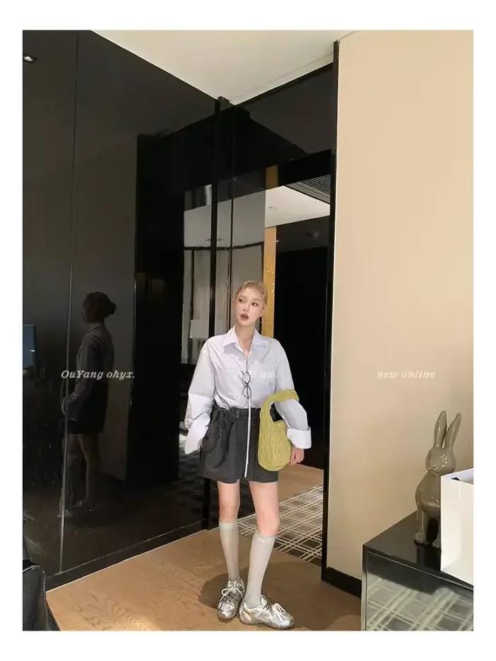 Chemise à col noué de Style français pour femme