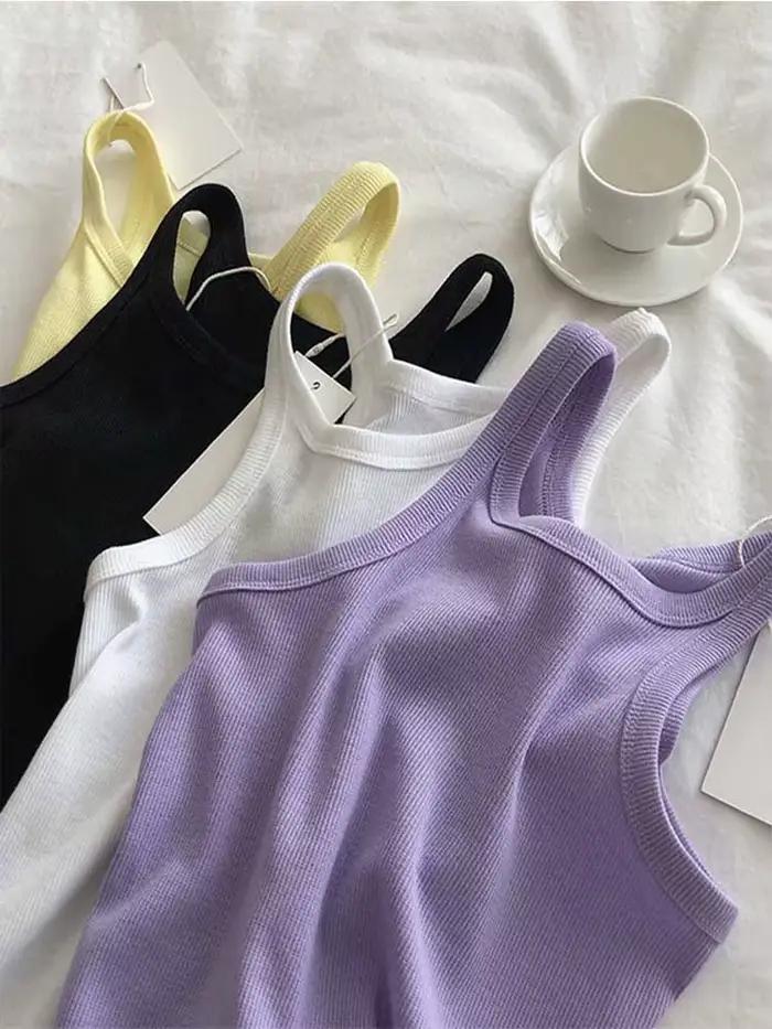 Débardeur sexy et moderne pour femmes, coton polyester, tricoté, élégant pour soirées et sorties, été 2025