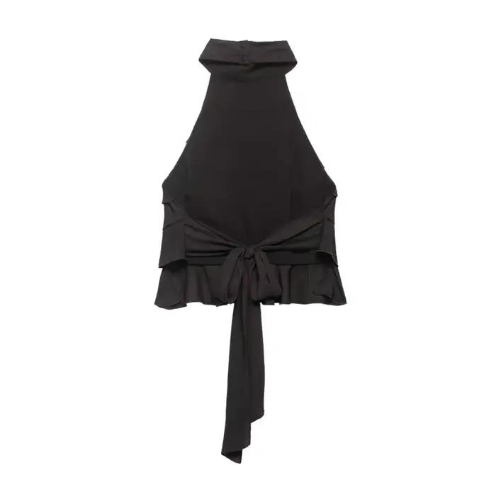 Haut Halter pour Femme Printemps-Été Sexy à Volants et Dos Nu