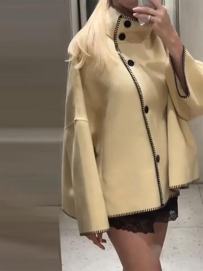 Manteau court Chic à col montant pour femme
