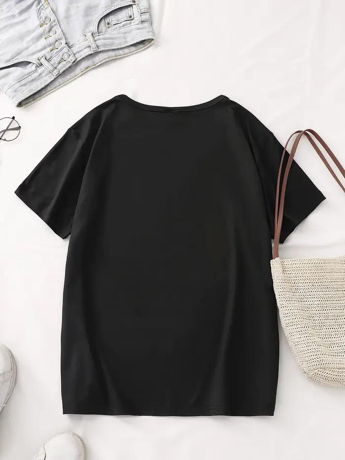 T-Shirt sportif décontracté à rayures imprimé ours pour femmes