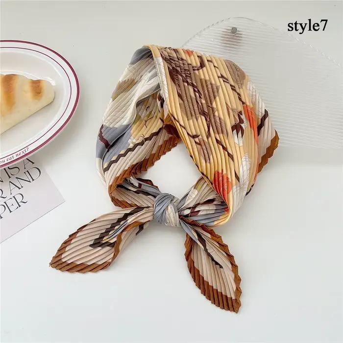 Injplanchers f-Foulard de tête plissé en mousseline de soie pour femme