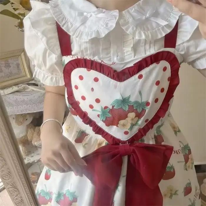 Chemisier Lolita Doux pour Femme Blanc à Manches Courtes avec Volants et Nœud Style Japonais Kawaii Top Décontracté Fille Rétro Mignon Subculture Été 2026