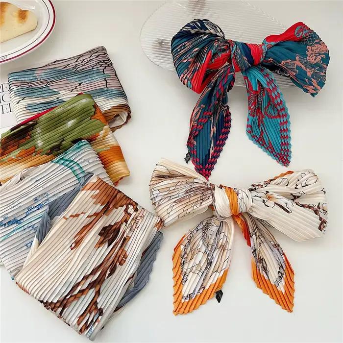 Injplanchers f-Foulard de tête plissé en mousseline de soie pour femme