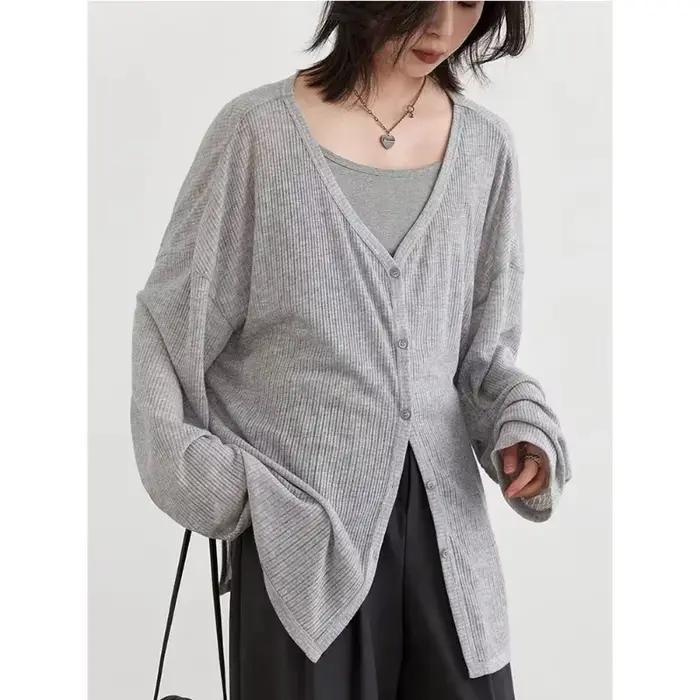 Cardigan femme nouveau col en v à manches longues